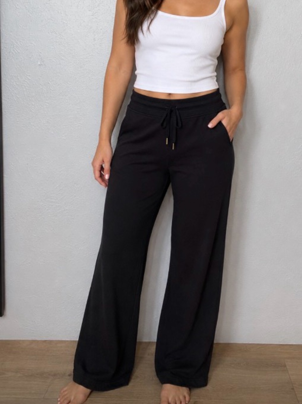 Lululemon Leggings Womens Black High Waist Wide Leg Drawstring Activewear